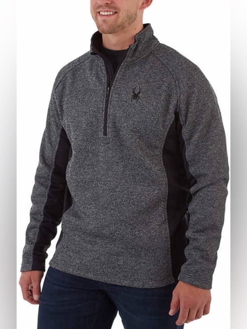 Spyder Men’s Outbound Half Zip Fleece Jacket Gray Black XXL NWT
